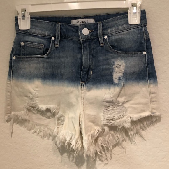 Guess Ombré Ripped High Waisted Shorts - Picture 1 of 3